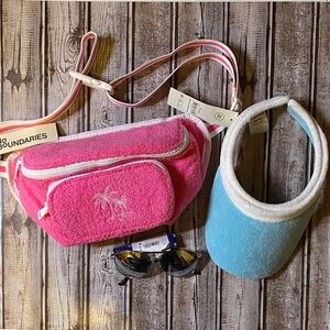 NWT Terry Pink Fanny Pack, Blue Visor & Aviator Sunglasses